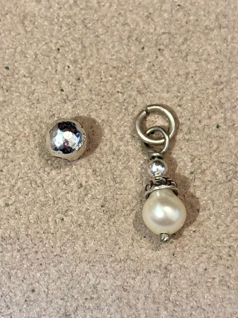 Two Brighton mini items Pearl drop charm Silver stopper Fit MINI holders ONLY